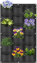 18 Pockets Hanging Planter Bags, Hanging Vertical Wall Mounted Plant Planting Grow Bags, Herb Garden Planter Outdoor Indoor Growing Bag, Gardening Vertical Greening Flower Container(1m×0.5m, Black) by CozyNest Decor