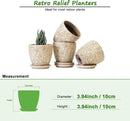 4 Inch Mini Plant Pots, Ceramic Succulent Planter with Drainage Hole and Saucers for Indoor Plants, Small Garden Pots for Succulent, Herb and Flower, Set of 4 by CozyNest Decor