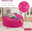 4FT Bean Bag Chair, Large Bean Bag Chairs with Memory Foam Filled, Fluffy Beanbag Sofa with Dutch Velvet Cover, Round BeanBag Chairs for Living Room, Playroom - Pink by TinyTreasures Baby Boutique