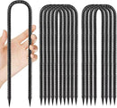 Ground-Stakes-Heavy-Duty-12 inch, U-Hook Rebar Stakes Black Coated Anti-Rust 10pcs Garden Stakes Metal Ground Anchors for Garden Dog Fence Chicken Coop Christmas Decorations Deer Fence by CozyNest Decor