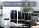Nat & Jules Lidded Black 6 inch Ceramic and Wood Kitchen Canisters Set of 3 by CozyNest Decor