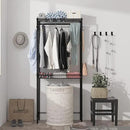 Xiofio Washer and Dryer Storage Shelf,Clothes Drying Rack,2 Tier Adjustable Height Storage Wire Basket with 2 Side Hook Laundry Shelves Used for Bathroom, Bedroom,Balcony,Black by CozyNest Decor