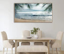 Framed Tropical Beach Wall Art - Ocean Waves Canvas Pictures Coastal Blue Sky and Sea Print Seaside Palm Tree Leaves Scene Painting Artwork Living Room Bedroom Office Home Decor 29" x 58" by CozyNest Decor