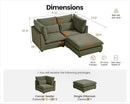 Oversized Modular Sofa, Extra Deep Cloud Corduroy Sectional Couch with Ottoman Chaise, Fluffy Chenille L-Shaped Sofas for Living Room, Villa (Loveseat+Ottoman, Chenille Green) by CozyNest Decor