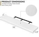 Fun Memories Floating Shelves - 12 Inch Rustic Wooden Wall Shelves - Extra Deeper & Thicker Wall Mounted Storage Shelf for Living Room, Kitchen, Farmhouse - 55" W x 12" D x 1.8" H - White by CozyNest Decor