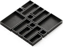 SpaceAid 14-Piece Bamboo Drawer Organizer Storage Boxes Set, Wood Tray Junk Drawer Organizers Multi-Use Divider Bins for Kitchen, Bathroom, Office Desk and Makeup Organization (14 Pack, Black) by CozyNest Decor