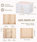 White Jewelry Box Organizer: Home Decor for Women - 2-Drawer Holder for Valentine’s Day Birthday Christmas White Pink by TinyTreasures Baby Boutique