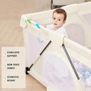 Baby Playpen Foldable, Playard for Babies and Toddlers, Portable Playpen Activity Center with 50 Balls+2 Handles for Travel, Indoor & Outdoor Play Pen with Mesh 50''x50'' by TinyTreasures Baby Boutique