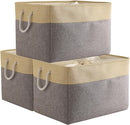TheWarmHome Storage Bins Baskets for Organizing - Extra Jumbo 3 Pack 20.5Lx15.7Wx13.8H Sturdy Fabric Storage Basket for Shelves, Decorative Foldable Closet Nursery Toy (Gold&Grey) by TinyTreasures Baby Boutique