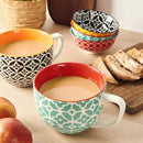 DOWAN Coffee Mugs Set of 4, 24 oz Large Coffee Mugs, Jumbo Soup Mugs With Handles, Ceramic Coffee Cups for Coffee Cereal Latte for Men Women, Housewarming Wedding Gift, Vibrant Colors by CozyNest Decor
