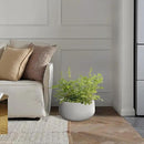 Kante 19.6" Dia Round Concrete Planter, Outdoor Indoor Garden Plant Pots with Drainage Hole and Rubber Plug, Modern Curvaceous Design, Pure White by GreenHaven Gardens