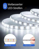 32.8FT 600LED Solar LED Strip Lights Outdoor, Outdoor String Lights Waterproof, 8 Modes Solar Rope Lights with Remote for Step, Stair, Deck, Fence, Patio,Yard Decor (Cool White, 32.8 FT) by GreenHaven Gardens