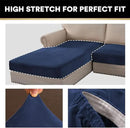 PrinceDeco Sectional Couch Covers 3 Pieces Velvet Sofa Covers L Shape Soft Couch Covers for Sectional Sofa Corner Sofa Cover Couch Cover for Dogs Washable (2 Seater + 1 Chaise,Navy) by CozyNest Decor