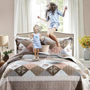 NEWLAKE Quilt Bedspread Sets-Checkered Floral Reversible Coverlet Set,Queen Size by CozyNest Decor
