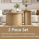 Set of 2 Nesting Coffee Tables Farmhouse,Round Coffee Table Living Room,Wood Finish Coffee Table Set, Small Coffee Tables, Sofa Side Living Room Bedroom Coffee Side Table (Large Size - Set) by CozyNest Decor