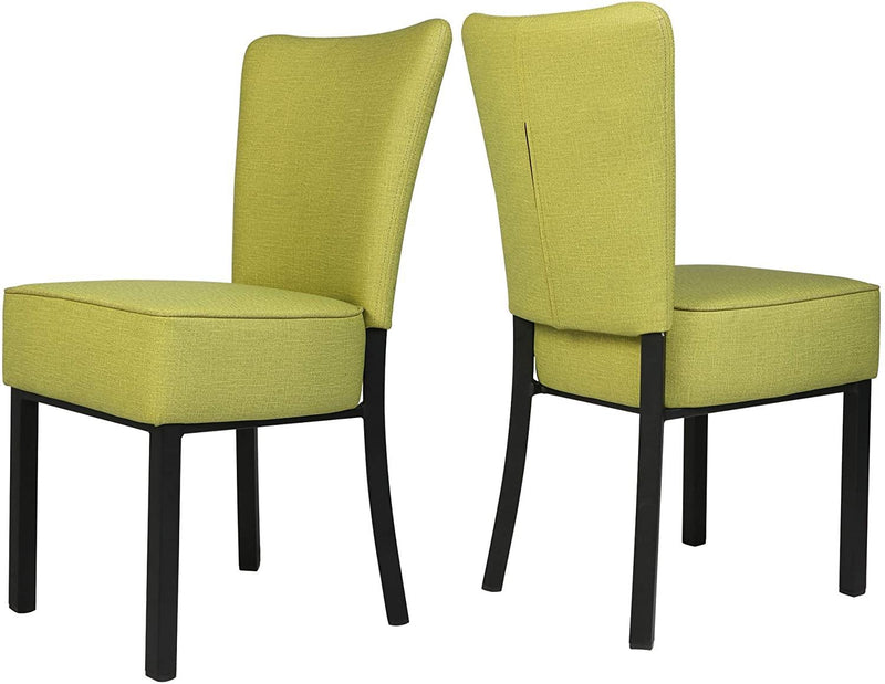 Set of 2 Upholstered Dining Chairs PU Leather Dining Room Side Chairs, Green