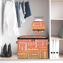 Custom Storage Basket with Name, Personalized Storage Bins with Zipper Lid, Foldable Fabric Storage Box Large capacity with Handle Orange by TinyTreasures Baby Boutique