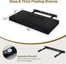 Fun Memories Black Floating Shelves 16 Inch Long, 8 Deep Floating Shelf Wall Mounted, 16 x 8 Inch Wooden Bathroom Shelves, Deep Storage Shelves for Living Room, Kitchen, Set of 2 by CozyNest Decor