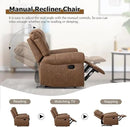 CANMOV Leather Recliner Chair, Classic Breathable Manual Recliner Chair with Comfortable Arm and Back Single Sofa for Living Room, Camel by CozyNest Decor