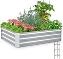 Quictent Galvanized Raised Garden Bed 4x3x1 Ft Metal Planter Box for Vegetables Bottomless for Backyard, Include 1 Tomato Cage, Silver by GreenHaven Gardens