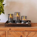 Homemory Grey Glass Flameless Candles, Battery Operated LED Pillar Candles with Remote Control and Timer, Radiance Candles, Real Wax, Set of 3,D3 xH4 5" 6" by CozyNest Decor