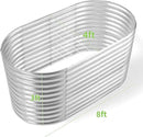 Land Guard 8x4x3ft Oval Galvanized Raised Garden Beds, Large-Capacity Metal Planter Box Outdoor, Durable Deep Raised Garden Bed 3ft Tall, Raised Beds for Gardening Vegetables, Classic Silver by GreenHaven Gardens