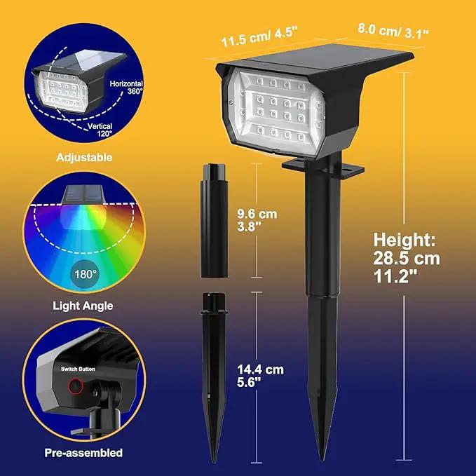 nipify 8 Pack Solar Spot Lights Outdoor Color Changing, 7 Modes Halloween RGB Solar Powered Waterproof Spotlight, Landscape Lighting for Outside Yard Garden Pathway, photo 7 of 7