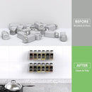 PMMASTO Adhesive Acrylic Spice Rack Organizer with 12 Empty Square Spice Jars, 238 Spice Labels with Chalk Marker and Funnel Complete Set for Kitchen Cabinet/Pantry Door (Clear - 2 Pack) by CozyNest Decor