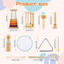 Baby Musical Instruments Neutral Colors Percussion Instruments Set Montessori Wooden Toys for Toddlers 1-3 with Xylophone for Kids Preschool Educational 3+ Wood Musical Toy 8pcs by TinyTreasures Baby Boutique