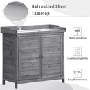 Merax Outdoor 39" Potting Bench Table, Rustic Garden Wood Workstation, Storage Cabinet with 2-Tier Shelves and Side Hook, Grey by GreenHaven Gardens