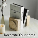 Koville Marble Square Book Ends, Heavy Duty Book Holders, Bookends for Shelves, Office Bookshelf Decor for CDs/Video Games(Travertino Romano) by CozyNest Decor