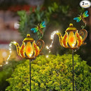 2 Pack Pathway Lights Solar Powered, Metal Solar Lights Outdoor Decorative Yard Ornaments Waterproof Landscape Lighting for Garden, Porch Decor - Yellow by GreenHaven Gardens