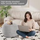MeMoreCool Round Stuffed Pouf Ottoman Foot Rest, Floor Pouf Foot Stool with Soft Foam Chunk Filling, Small Round Ottoman Footstool Circle Footrest for Living Room, Light Grey by CozyNest Decor