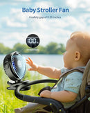 SWEETFULL Portable Clip on Fan - Battery Operated Stroller Fan, 4000mAh Small Rechargeable Fans with LED Display, 4 Speeds, Mini Personal Cooling Desk Cooler for Golf Cart Travel Camping Gym (Black) by TinyTreasures Baby Boutique