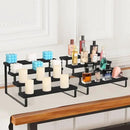 YINMIT Wooden Display Riser Stand, Tiered Perfume and Cologne Organizer Stand, 4 Tier Spice Rack Organizer, Rustic Display Shelf for Candles (4 Tier,2Pack,Black) by CozyNest Decor