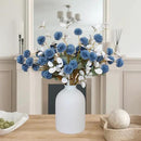 Faux Dusty Blue Flowers, Blue and White Floral Stems for Centerpieces, Fake Mums Artificial Flowers, Flores Azules Artificiales para Decoracion, Long Stems for Vases, DIY Silk Floral Arrangements by CozyNest Decor