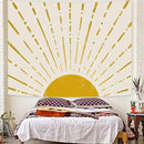Kanuyee Gold Boho Burning Sun Tapestry Wall Hanging, Retro 70s Abstract Vintage Geometric Line Sunrise Tapestries for Bedroom Living Room Backdrop 60×80 inch by CozyNest Decor