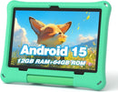 Kids Tablet, 10.1 Inch Android 15 Tablet for Kids, 12GB+64GB, Octa-Core, 6000mAh Battery, WiFi 6, Pre-Installed Kids Apps, Parental Control, ABCmouse for 30-Days Free, with EVA Protective Case (Green) by TinyTreasures Baby Boutique