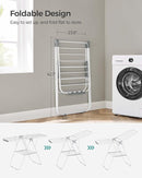 SONGMICS Clothes Drying Rack, with Sock Clips, Metal Laundry Rack, Foldable, Space-Saving, Free-Standing Airer, with 2 Height-Adjustable Gullwings, Indoor Outdoor Use, White and Gray ULLR052W02 by TinyTreasures Baby Boutique