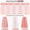 Baby Sleep Sack 6-12 Months 3 Pack 100% Cotton Lightweight 0.5 TOG Wearable Blanket Baby Sleep Bag with 2-Way Zipper for Newborn Infant Toddler Pink by TinyTreasures Baby Boutique