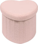 B FSOBEIIALEO Storage Ottoman Cube, Heart Shaped Ottomans with Storage Foot Stool Footrest for Lving Room, Boucle Ottoman Seat for Dorm Room,Faux Teddy Fur, Pink 15"x15"x15" by CozyNest Decor