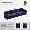 134.6" Modular Sectional Sofa, Oversized 4 Seater Blue Couch with Removable Chenille Fabric Cover, Deep Seat & High Backrest for Living Room, Office & Apartment by CozyNest Decor