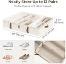 StorageWorks Shoe Organizer Under Bed for Closet, 2-Pack Ultra-thick Fabric Shoe Storage Containers with Bottom Support and Adjustable Dividers, Fits up to 24 Pairs, Beige by CozyNest Decor