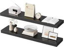 HOOBRO Floating Shelves for Wall, Wall Mounted Shelf Set of 2, 39.4" Hanging Shelf with Invisible Brackets, for Wall in Bathroom, Bedroom, Toilet, Kitchen, Livingroom, Office, Black BK100BJP201 by CozyNest Decor