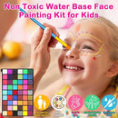 Professional Face Painting Kit for Kids and Adults – 54 Color Water Activated Cosplay Makeup Kit, Non-Toxic Body Paint with Stencils, Gems, Brushes– for Halloween FX, Bday Parties, School Event by TinyTreasures Baby Boutique