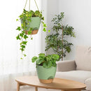 ZMTECH 10 Inch Hanging Planters for Indoor Outdoor Plants, 2 Pack Self Watering Hanging Plant Pots with Drainage Holes and Removable Saucer, Plastic Flower Hanging Pots with Watering Lip (Green) by GreenHaven Gardens