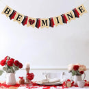 Valentine’s Day Party Decorations Be Mine Felt Sign Burlap Pennant Banner Flag Heart with Black Red Buffalo Plaid Fabric Ribbon for Valentine’s Day Wedding Birthday Party Supplies by CozyNest Decor