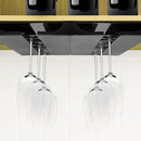 2PC Black Wooden Hanging Wine Glass Rack - Wall Mount Stemware Holder 25.3x11x2 cm - Space Saving Bar Organizer for Kitchen, Dining Room Home Decor (2pc) by CozyNest Decor