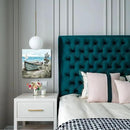 Bathroom Wall Art Coastal Décor Nautical Boat on Beach Canvas Picture Ocean Seagull Seascape Canvas Print Sea Bird Farmhouse Artwork for Seashore Bedroom Living Room Small Square Blue Teal 14x14" by CozyNest Decor