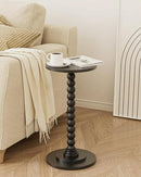 Masupu Round Side Table, Small End Table for Small Spaces, Pedestal Drink Table with Solid Wood Leg for Living Room, Bedroom, Corners(Black) by CozyNest Decor